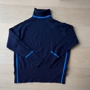 Reiss Dark Blue Turtleneck Sweater with Light Blue Trim